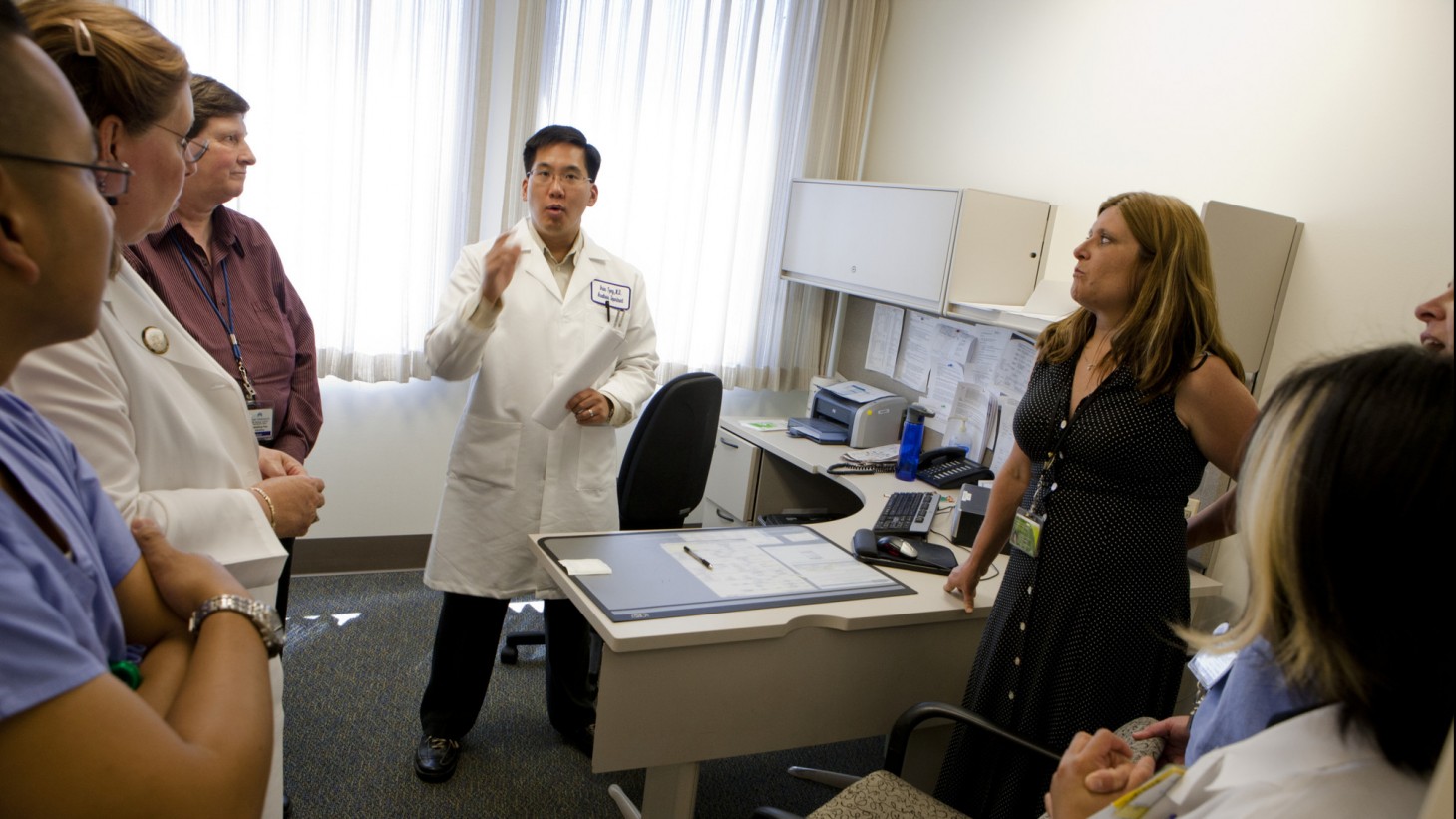 Doctor and health care workers in an office 